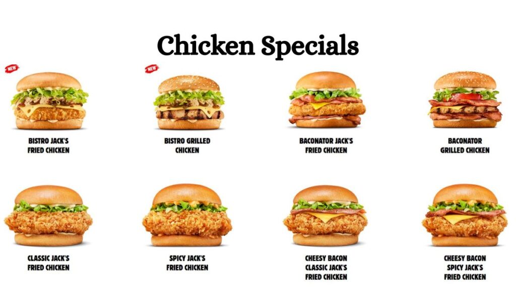 Hungry Jack's Jack's Fried Chicken and spicy chicken burger menu items