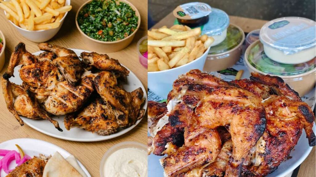 Legendary Lebanese charcoal chicken, hot chips, and creamy garlic sauce from El Jannah in Granville, Sydney.